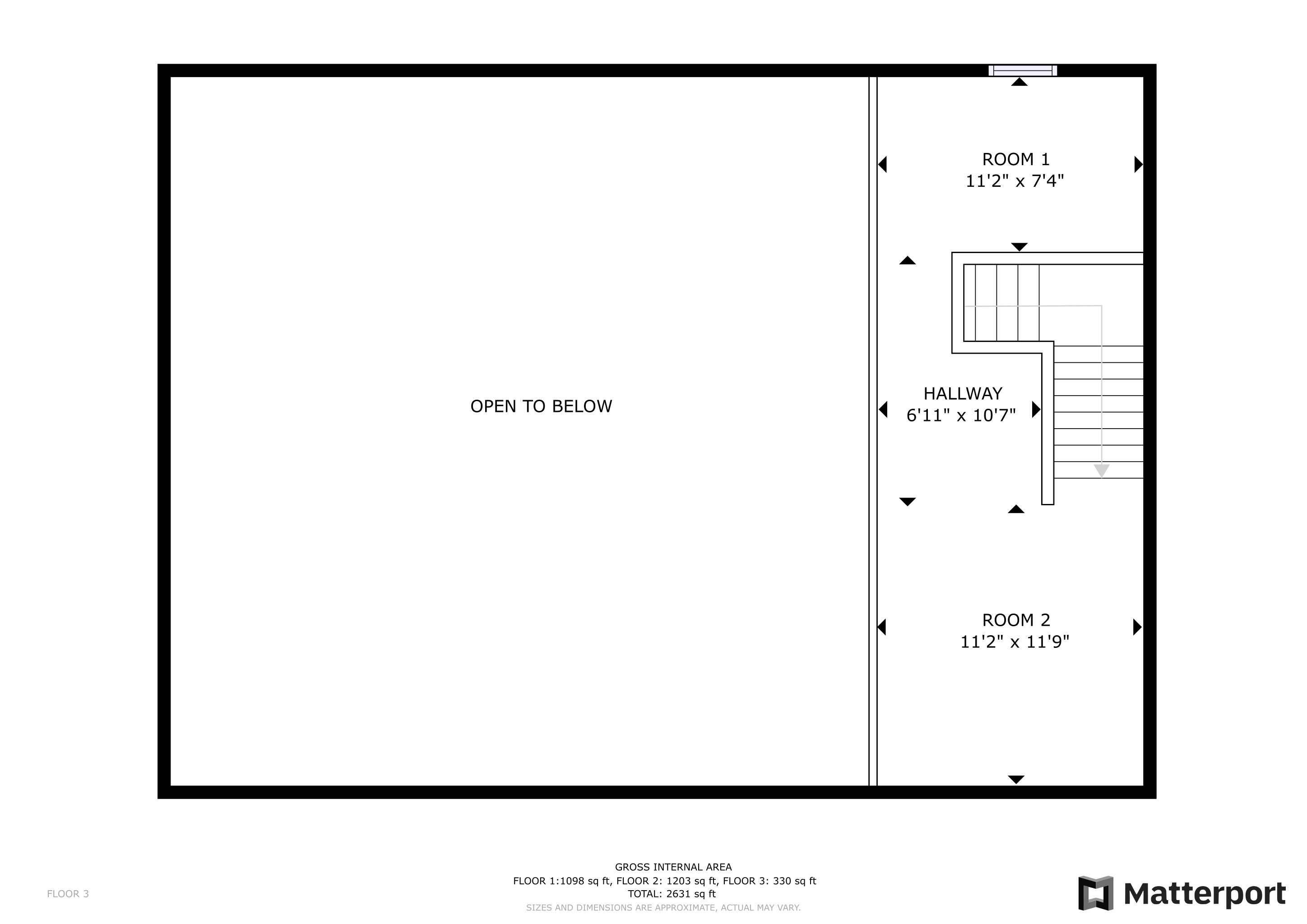 The Vineyard Guest Barn floor plan - TOP FLOOR/LOFT AREA